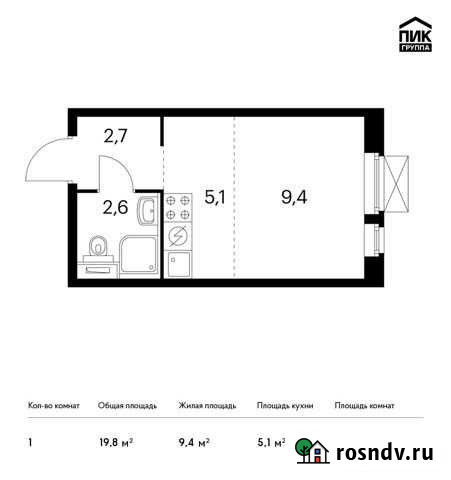 Квартира-студия, 19.8 м², 14/22 эт. на продажу в Люберцах Люберцы - изображение 1