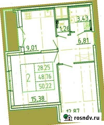 2-комнатная квартира, 50.2 м², 4/13 эт. на продажу в Мурино Мурино - изображение 1