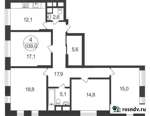 4-комнатная квартира, 109 м², 10/25 эт. на продажу в Москве Москва - изображение 1