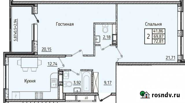 2-комнатная квартира, 72.8 м², 6/18 эт. на продажу в Новороссийске Новороссийск - изображение 1