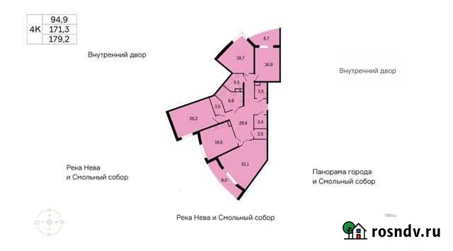 4-комнатная квартира, 171.2 м², 13/16 эт. на продажу в Санкт-Петербурге Санкт-Петербург - изображение 1