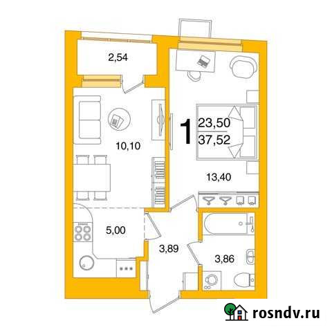 1-комнатная квартира, 37.5 м², 10/21 эт. на продажу в Уфе Уфа - изображение 1