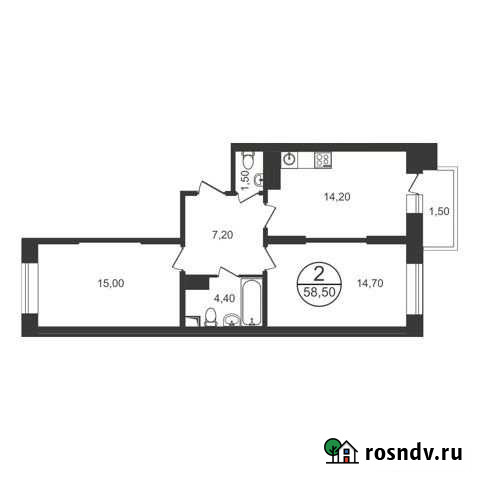 2-комнатная квартира, 58.5 м², 6/17 эт. на продажу в Люберцах Люберцы - изображение 1