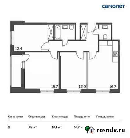 3-комнатная квартира, 75 м², 31/32 эт. на продажу в Одинцово Одинцово