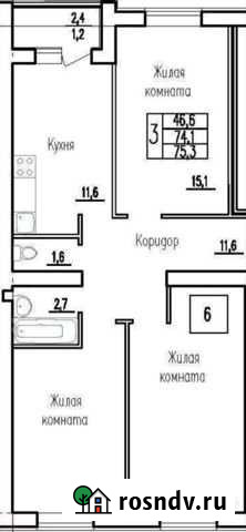 3-комнатная квартира, 74 м², 1/3 эт. на продажу в Калуге Калуга - изображение 1