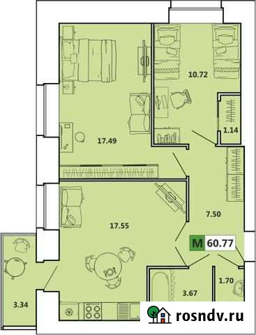 3-комнатная квартира, 61 м², 3/11 эт. на продажу в Архангельске Архангельск - изображение 1