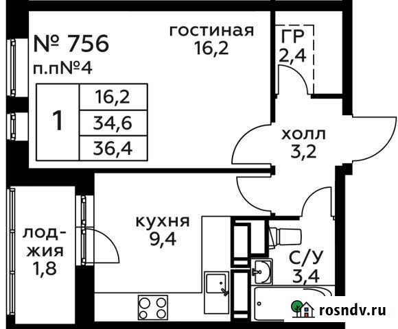 1-комнатная квартира, 36.4 м², 3/22 эт. на продажу в Балашихе Балашиха - изображение 1