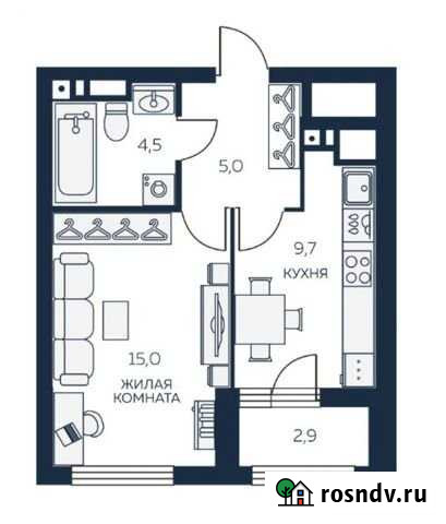 1-комнатная квартира, 35.6 м², 14/21 эт. на продажу в Екатеринбурге Екатеринбург - изображение 1