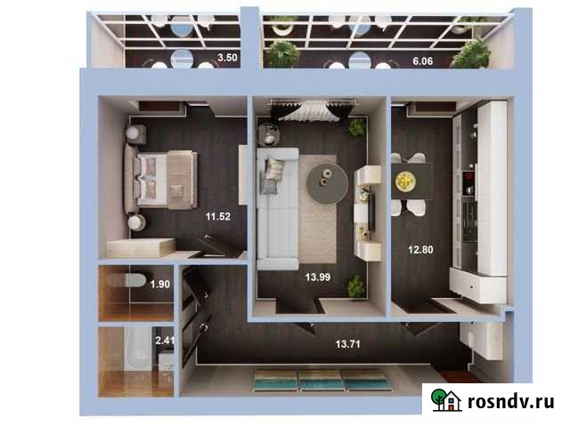 2-комнатная квартира, 61.1 м², 3/5 эт. на продажу в Высокой Горе Высокая Гора - изображение 1