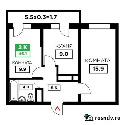 2-комнатная квартира, 46.1 м², 7/24 эт. на продажу в Краснодаре Краснодар - изображение 1