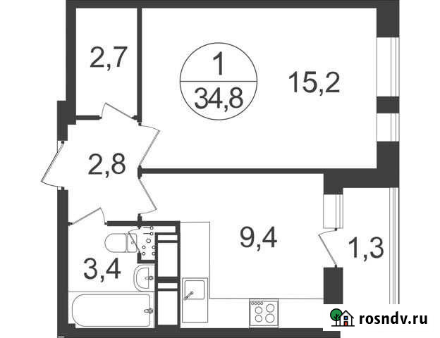 1-комнатная квартира, 34.8 м², 16/22 эт. на продажу в Балашихе Балашиха - изображение 1