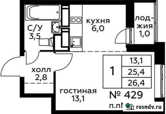 Квартира-студия, 26.4 м², 22/22 эт. на продажу в Балашихе Балашиха