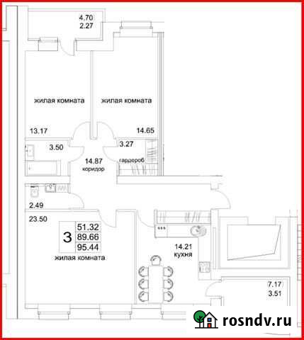 3-комнатная квартира, 95.2 м², 2/9 эт. на продажу в Кирове Киров - изображение 1