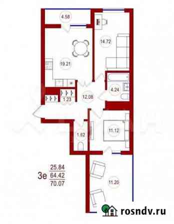 2-комнатная квартира, 70.1 м², 21/23 эт. на продажу в Воронеже Воронеж