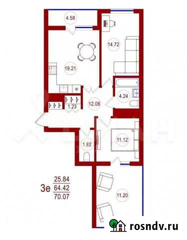 2-комнатная квартира, 70.1 м², 21/23 эт. на продажу в Воронеже Воронеж - изображение 1