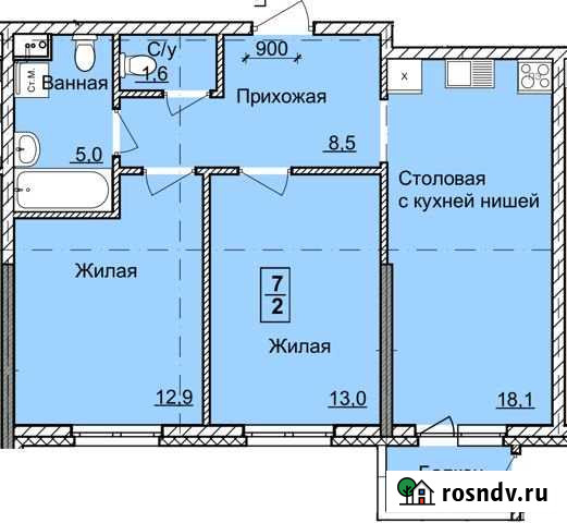 2-комнатная квартира, 59.1 м², 2/18 эт. на продажу в Ижевске Ижевск - изображение 1