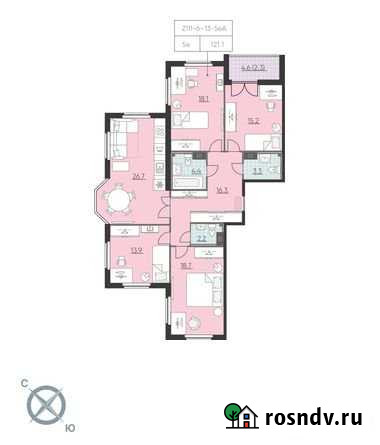 4-комнатная квартира, 121.1 м², 12/23 эт. на продажу в Санкт-Петербурге Санкт-Петербург - изображение 1