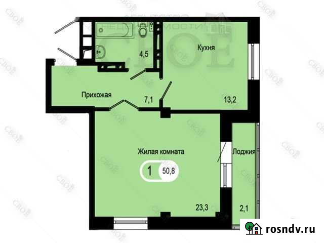 1-комнатная квартира, 50.5 м², 4/24 эт. на продажу в Красноярске Красноярск - изображение 1