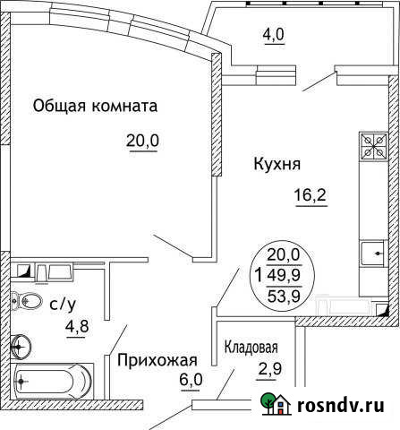 1-комнатная квартира, 53.9 м², 17/21 эт. на продажу в Краснодаре Краснодар - изображение 1