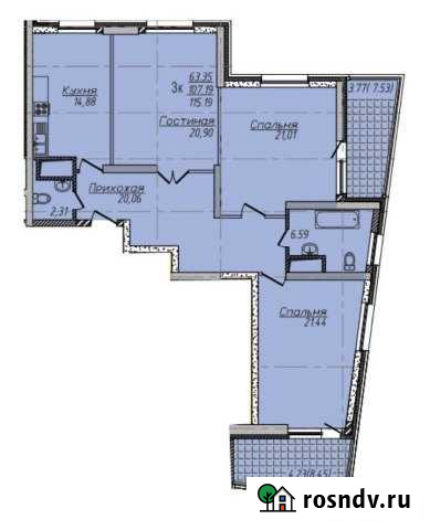 3-комнатная квартира, 117 м², 19/24 эт. на продажу в Казани Казань - изображение 1
