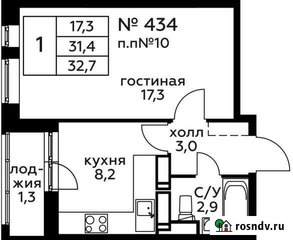 1-комнатная квартира, 32.7 м², 22/22 эт. на продажу в Балашихе Балашиха - изображение 1