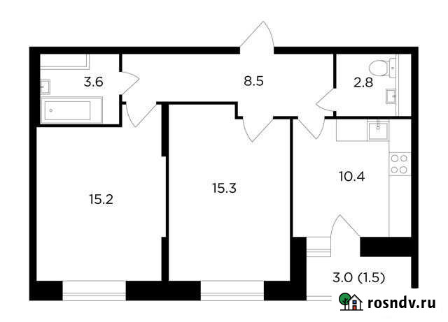 2-комнатная квартира, 57.3 м², 11/16 эт. на продажу в Пушкино Пушкино - изображение 1
