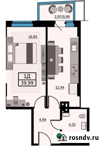 1-комнатная квартира, 39.6 м², 16/26 эт. на продажу в Ростове-на-Дону Ростов-на-Дону - изображение 1