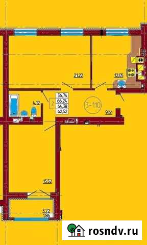 2-комнатная квартира, 64.4 м², 8/10 эт. на продажу в Калининграде Калининград - изображение 1