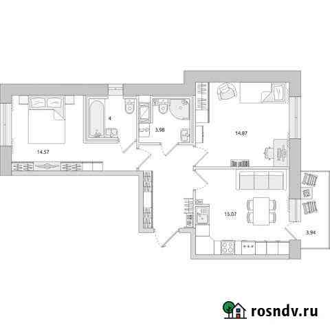 2-комнатная квартира, 64.8 м², 9/18 эт. на продажу в Мурино Мурино