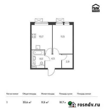 1-комнатная квартира, 33.6 м², 25/25 эт. на продажу в Видном Видное