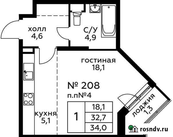 Квартира-студия, 34 м², 2/22 эт. на продажу в Балашихе Балашиха - изображение 1