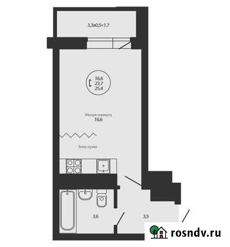 Квартира-студия, 25.4 м², 10/18 эт. на продажу в Краснодаре Краснодар - изображение 1