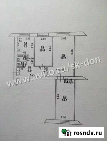 3-комнатная квартира, 60 м², 1/9 эт. на продажу в Ростове-на-Дону Ростов-на-Дону - изображение 1