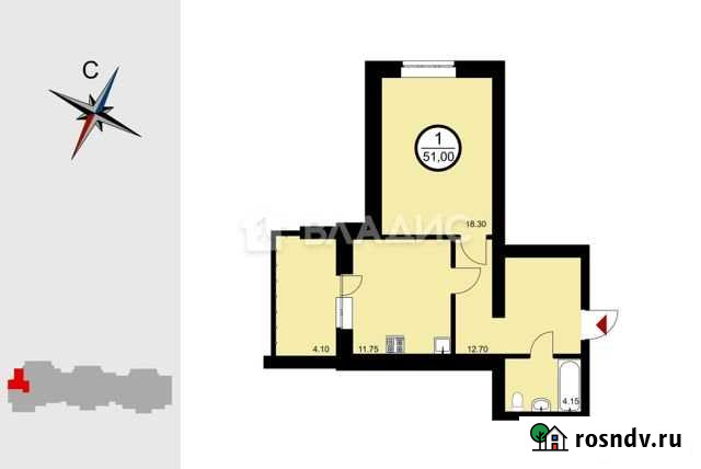 1-комнатная квартира, 51 м², 1/8 эт. на продажу во Владимире Владимир - изображение 1