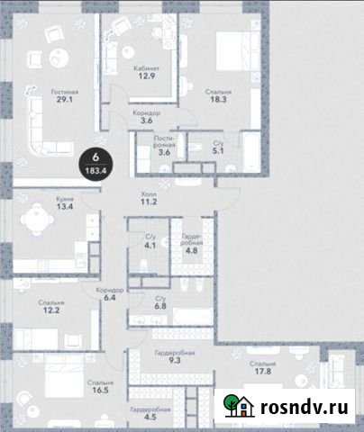 6-комнатная квартира, 181.5 м², 10/21 эт. на продажу в Москве Москва - изображение 1