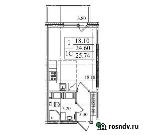 Квартира-студия, 25.7 м², 24/25 эт. на продажу в Санкт-Петербурге Санкт-Петербург - изображение 1