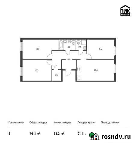 3-комнатная квартира, 98.1 м², 4/6 эт. на продажу в Москве Москва - изображение 1