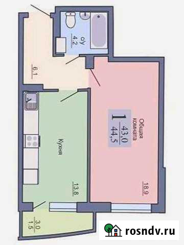 1-комнатная квартира, 44.5 м², 11/17 эт. на продажу в Воронеже Воронеж - изображение 1