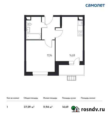 1-комнатная квартира, 37.1 м², 2/13 эт. на продажу в Москве Москва - изображение 1
