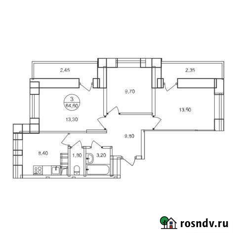 3-комнатная квартира, 64.6 м², 8/17 эт. на продажу в Люберцах Люберцы - изображение 1