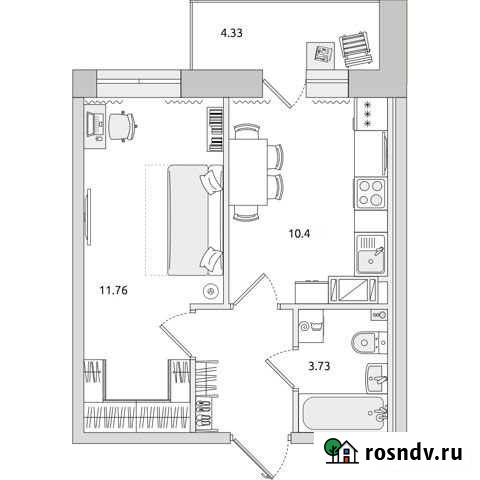 1-комнатная квартира, 36.5 м², 17/18 эт. на продажу в Мурино Мурино - изображение 1