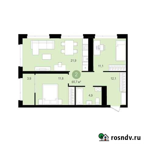 2-комнатная квартира, 65.7 м², 10/16 эт. на продажу в Сургуте Ханты-Мансийского АО Сургут - изображение 1