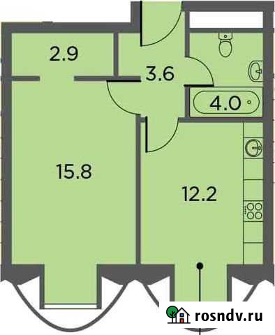 1-комнатная квартира, 39 м², 2/16 эт. на продажу в Москве Москва - изображение 1