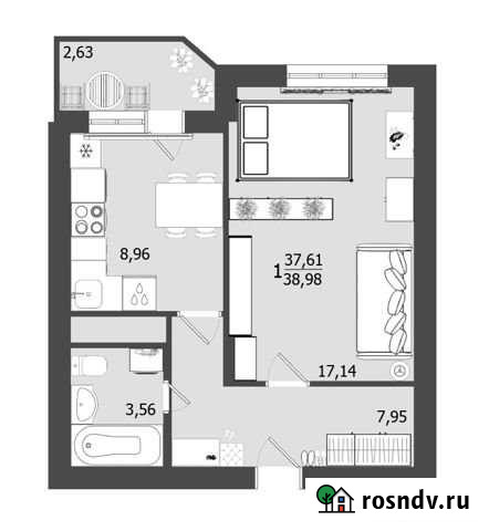 1-комнатная квартира, 39 м², 3/9 эт. на продажу в Клине Клин - изображение 1