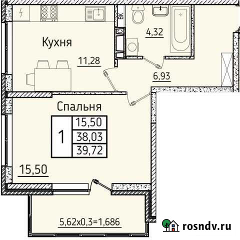 1-комнатная квартира, 39.7 м², 7/19 эт. на продажу в Новороссийске Новороссийск - изображение 1