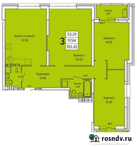 3-комнатная квартира, 105.4 м², 14/24 эт. на продажу в Екатеринбурге Екатеринбург - изображение 1