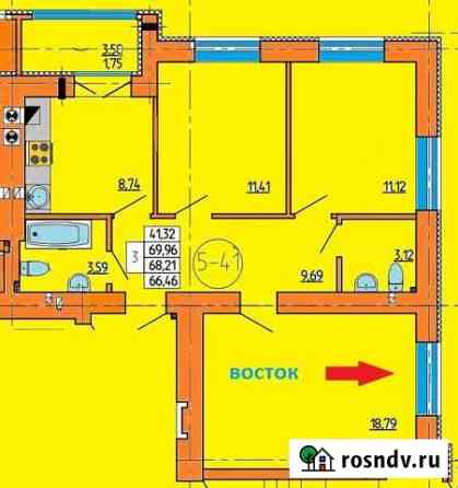 3-комнатная квартира, 68.2 м², 1/10 эт. на продажу в Калининграде Калининград