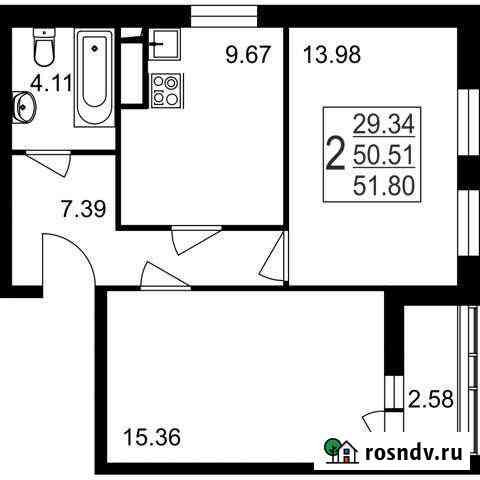 2-комнатная квартира, 51.8 м², 1/8 эт. на продажу в Нахабино Нахабино