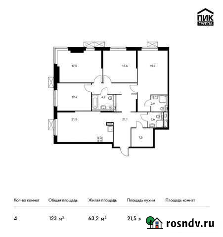 4-комнатная квартира, 123 м², 18/24 эт. на продажу в Москве Москва - изображение 1