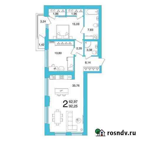 2-комнатная квартира, 92.3 м², 16/25 эт. на продажу в Уфе Уфа